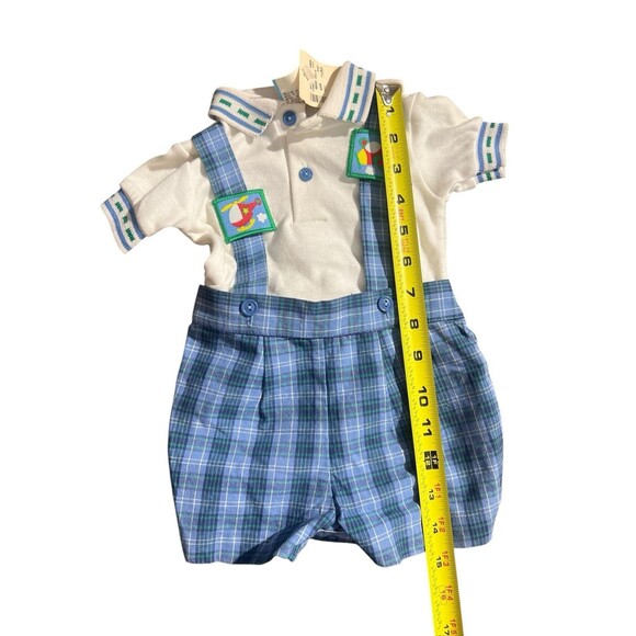VTG Plaid Overalls NWT Airplane Embroidered Sz 6-9 Mo - Picture 9 of 9